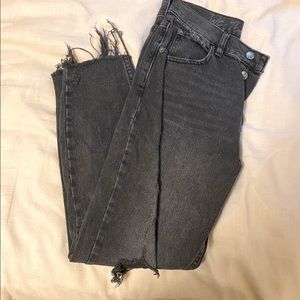 Free people | charcoal ripped jeans | size 27 | 7/8 length
